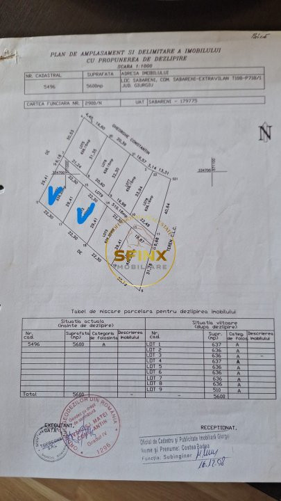 Teren Sabareni, intravilan 4328 mp , dezmembrat,  buna investitie