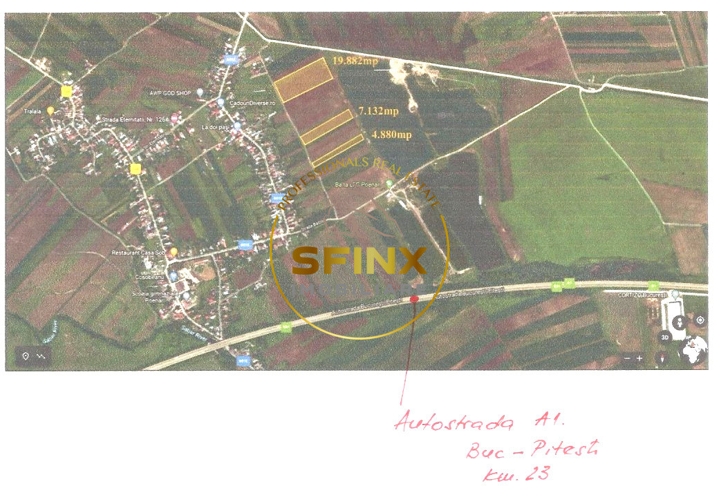 Teren 20000 mp , Autostrada A1 Km 23 Poenari  Ulmi 