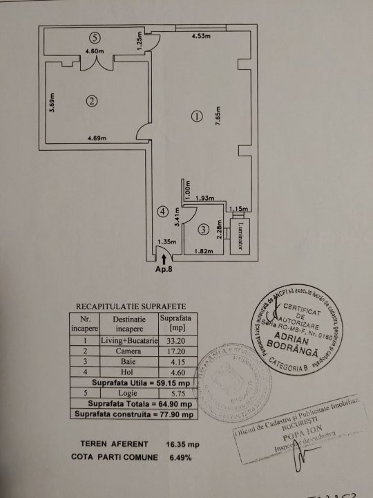 Apartament luminos cu pomi la geamuri, langa Parcul Bazilescu, loc parcare