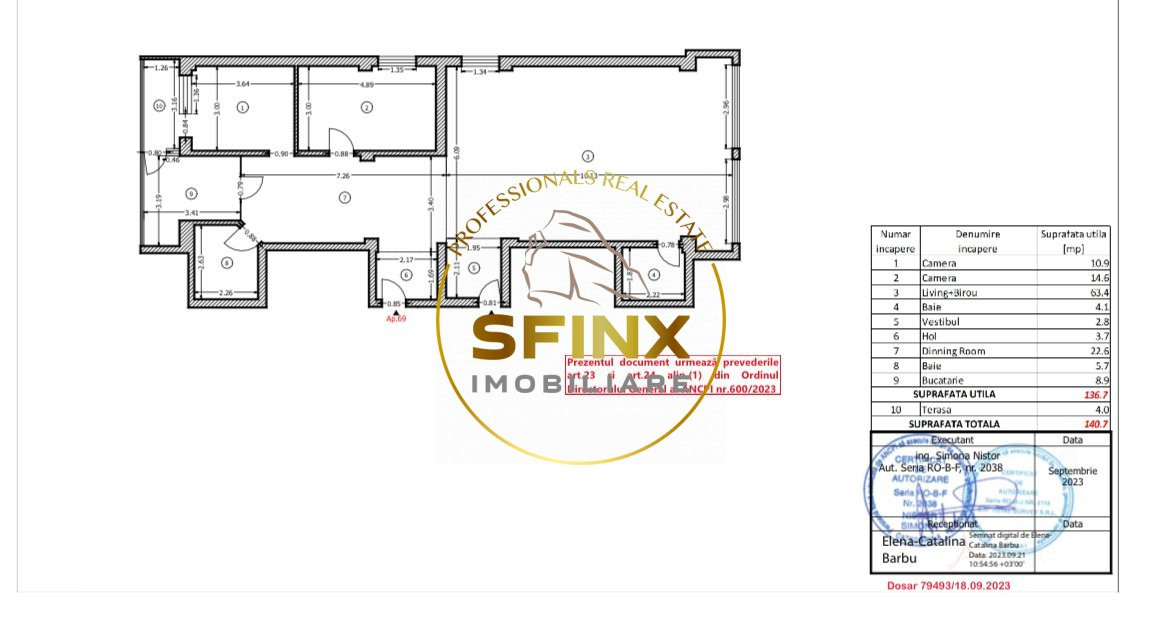 Apartament spatios 140 mp 3 camere bloc 2008 Confort Park