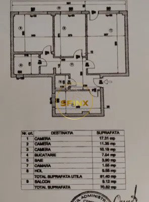 Apartament 3 camere de vanzare Luica-Gazarului