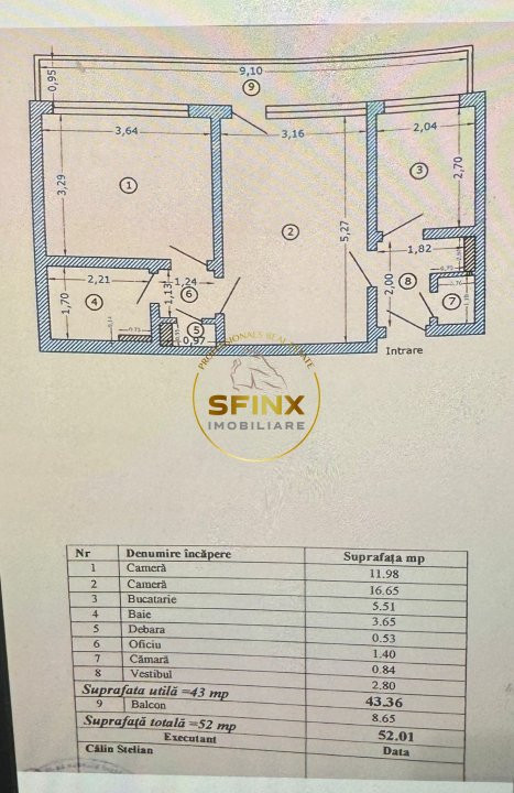 Apartament de vanzare Stefan cel Mare 52 mp