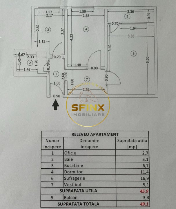Apartament 2 camere de vanzare Tei 49 mp