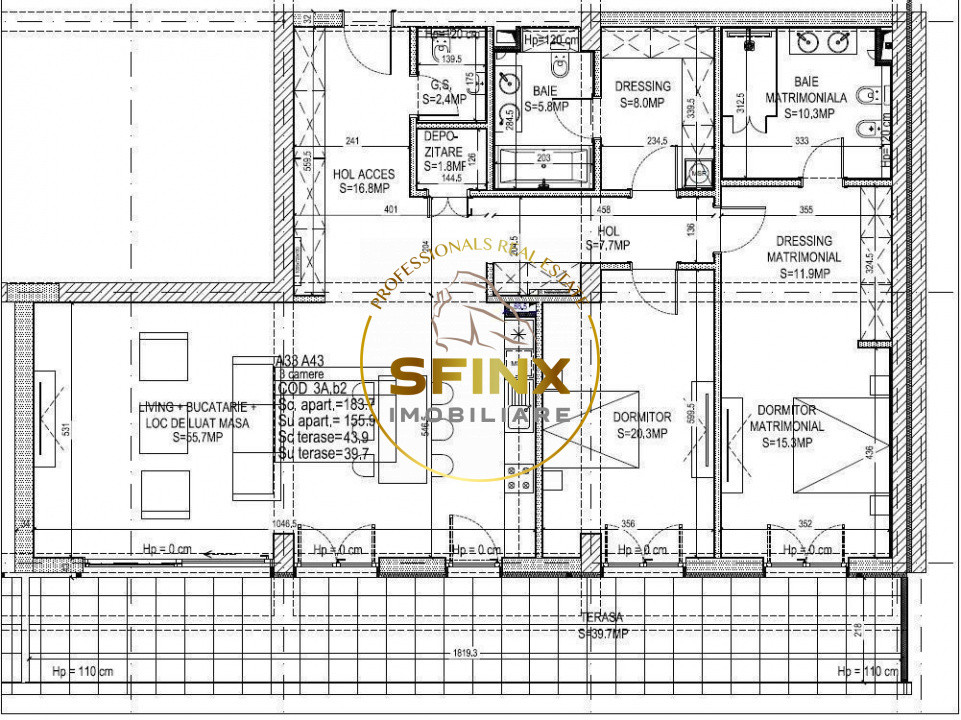 Apartament 3 camere One Rahmaninov