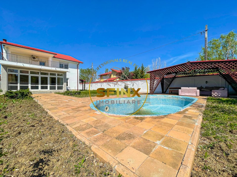 Vila cu piscina 420 mp construiti, teren 828 mp Domnesti, comision 0