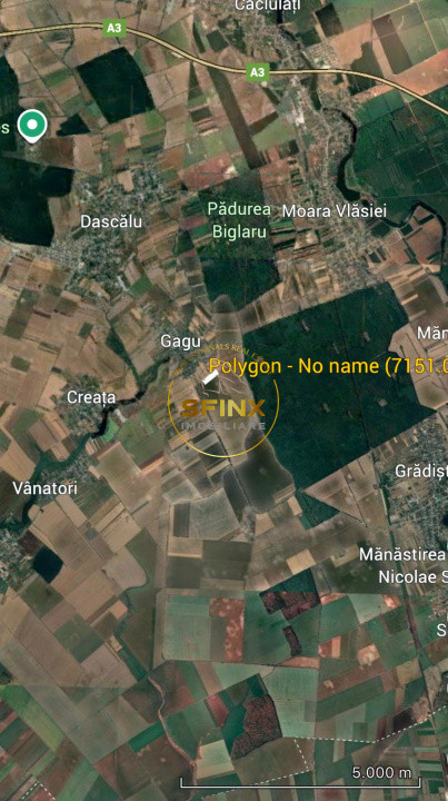 Teren extravilan de vanzare – Moara Vlasiei, Gagu, Ilfov – 7.151 mp