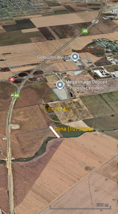 Teren intravilan Glina, Ilfov – 10750 mp, langa depozitele Megaimage, A0