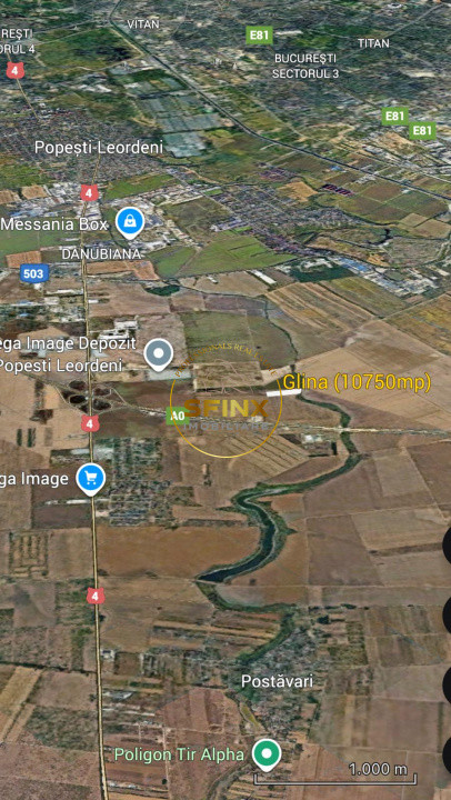Teren intravilan Glina, Ilfov – 10750 mp, langa depozitele Megaimage, A0