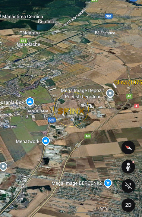 Teren intravilan Glina, Ilfov – 10750 mp, langa depozitele Megaimage, A0