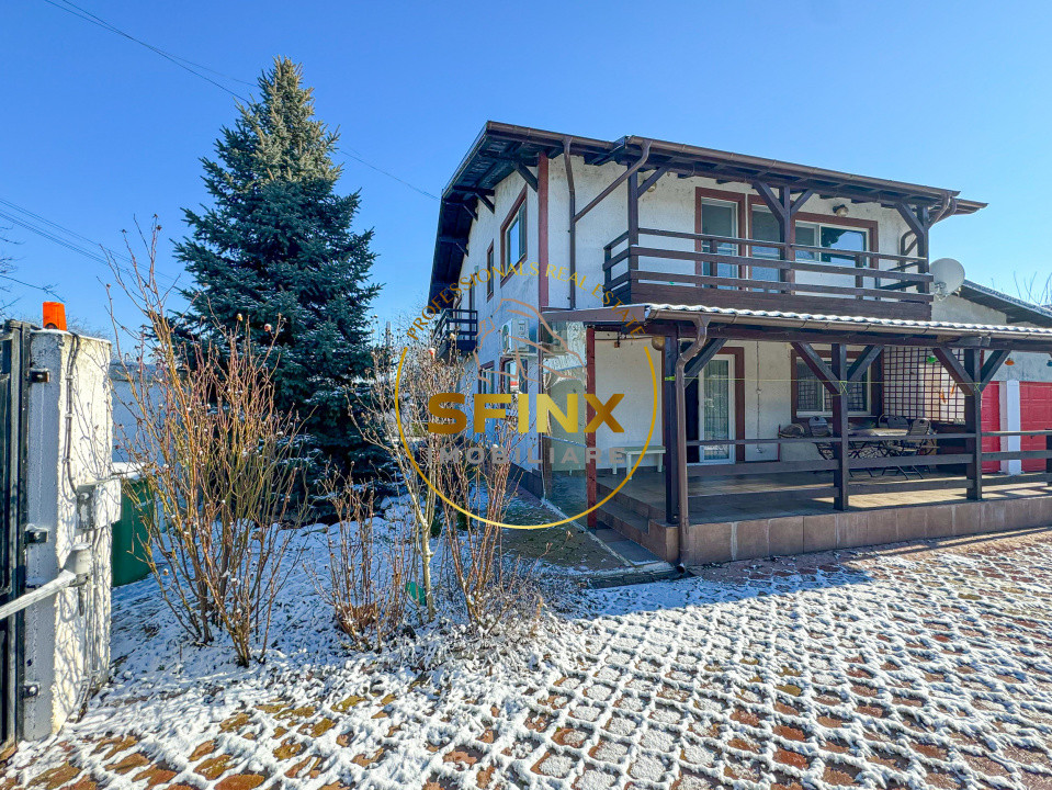 5 camere, 4 locuri parcare in garaj-vila cocheta Balotesti 