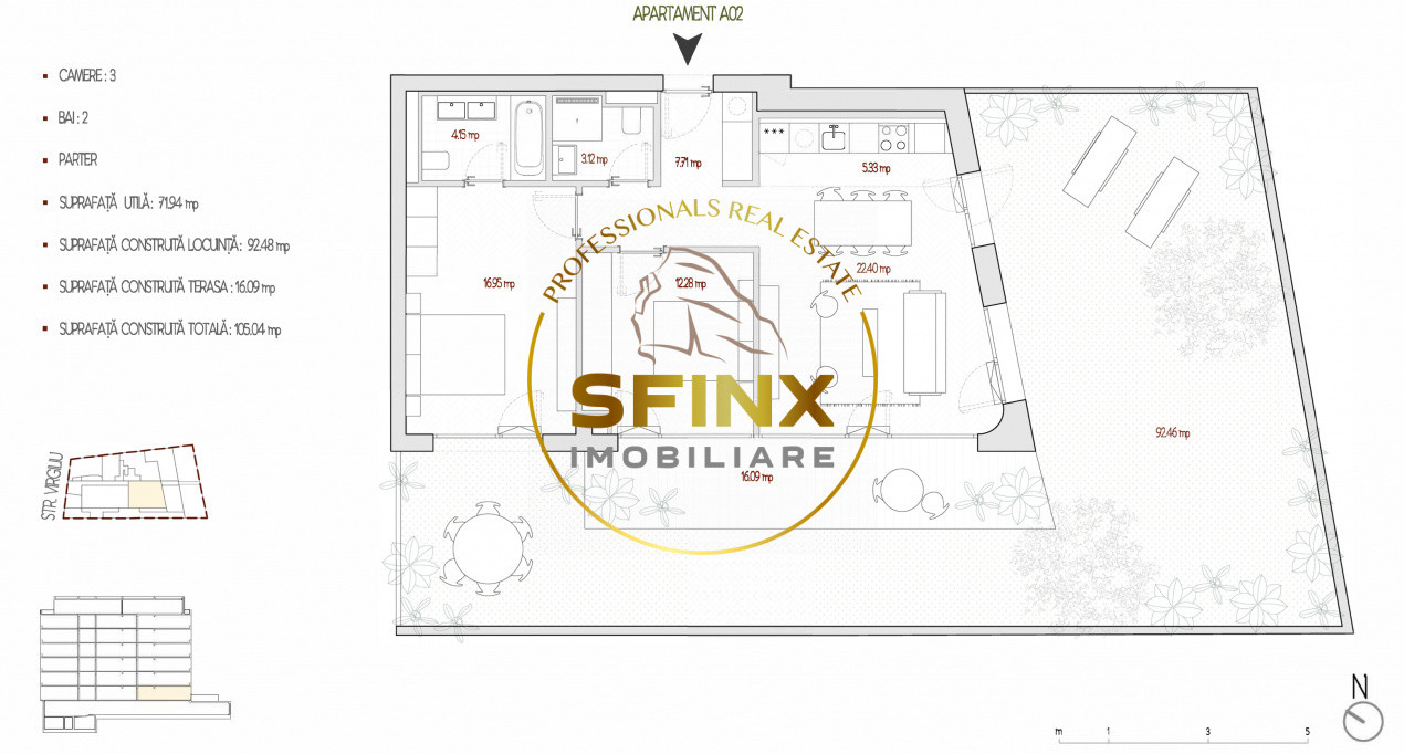 3 camere cu gradina | Stirbei Voda | Imobil Nou 2024 Boutique