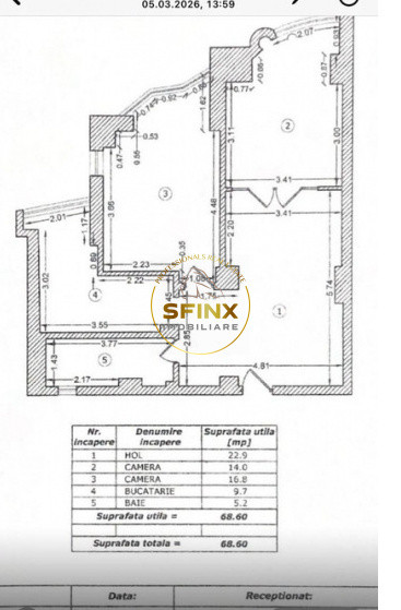 3 camere B-dul Unirii/ Tribunal/ 69 mp/ bloc 90/ centrala/ birou/ rezidenta
