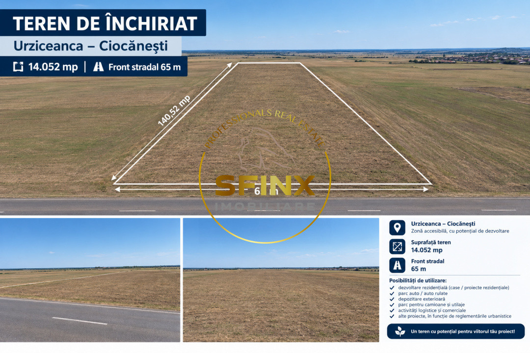 TEREN DE INCHIRIAT – 14.052 MP | URZICEANCA – CIOCANESTI | FS 65 ML